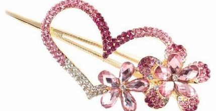 A-szcxtop(TM) Fashion Love heart Jewelry Crystal Hair Clip Hair Pin Beauty Tool-Pink