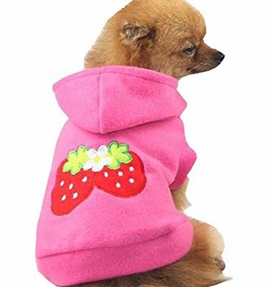 A-szcxtop(TM) Small Strawberry Dog Cat Puppy Fleece Hoody Clothes Pet Apparel Dress Up - Pet Supplies by Accessorybee
