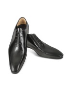 Black Brushed Calf Leather Lace-Up Shoes