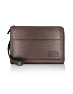 Brown Pebbled Leather Travel Wallet
