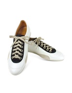 A.Testoni T-Way - White and Blue Calf Leather Sneaker Shoes