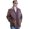 BROWN LEATHER COAT by OFFSET `00`