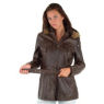 LADIES DUFFLE STYLE LEATHER JACKET and#39;HOOD 44Hand39;