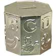 Alphabet Octagonal Silver Plated Money Box Gift