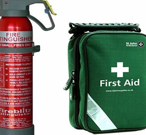 A2Z Fire 600g Powder Fire Extinguisher amp; St John Ambulance First Aid Kit from A2Z Fire - Travel Safety Kit
