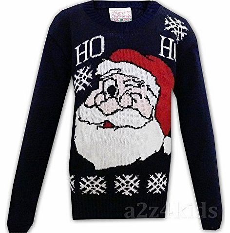 a2z4kids Kids Girls Boys Christmas Jumper Novelty Santa HO HO Print Sweater Jumpers New Age 3-12 Years