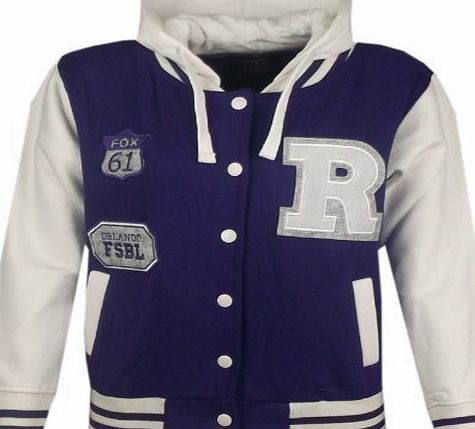 a2z4kids Unisex Kids Baseball R Fashion Hooded Jacket - Purple - 2-3 Years