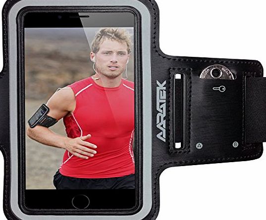 AARATEK Pro Sport Armband for iPhone 6,6s, Galaxy S6,S5,S4, iPods... (Black) - Rated #1 - Best for running, workouts, cycling, fitness, or any activity outside or in the gym!
