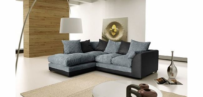 Abakus Direct Dylan Jumbo Cord Corner Group Sofa Black and Charcoal Right or Left (Jumbo Black Left)