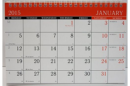AbbeyShake 2015 one month to view black and red UK desk calendar