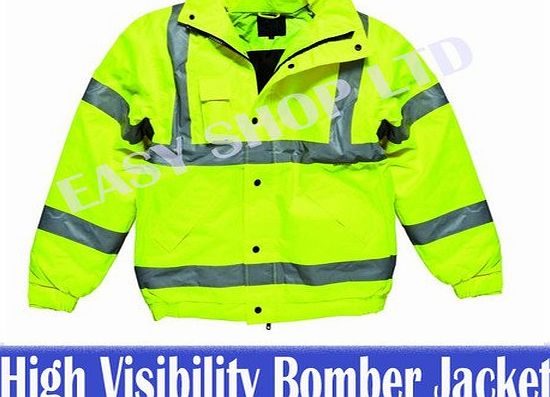 ABC Hi Vis Viz High Visibility Bomber Jacket Waterproof Work Wear Yellow (Large)