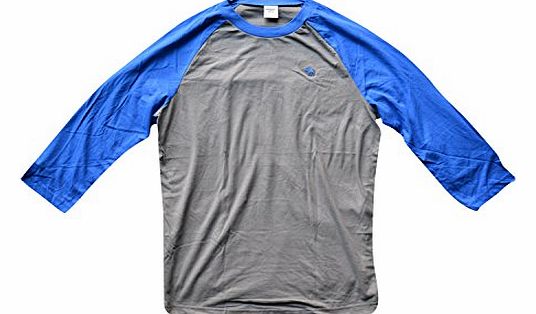 Mens / Boys Designer 3/4 length Sleeve Cotton T-Shirt Blue Medium