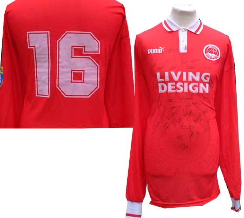 Aberdeen No.16 match worn and signed shirt and#8211; 1998