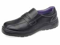 321 ladies black leather slip on shoe with