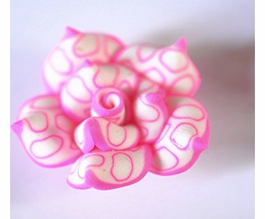 **HAND CRAFTED**Polymer Clay Flower Beads(25mm) PINK/LIGHT PINK SPOTTY-Universal crafting use by AC.Crafts