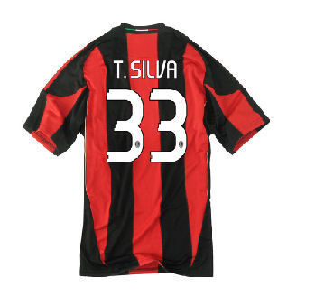 AC Milan Adidas 2010-11 AC Milan Home Shirt (T. Silva 33)