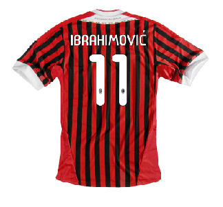 AC Milan Adidas 2011-12 AC Milan Home Shirt (Ibrahimovic 11)