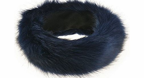 Accessorize-me. UK Seller ~ New Fluffy Fleece Lined Faux Fur Headband Winter Ear warmer Ski Hat IN NAVY BLUE