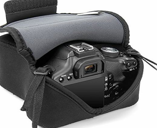 Accessory Power Digital SLR Camera Bag Case Sleeve amp; Soft Holster Pouch with Weather-Resistant Neoprene , Carabiner Carrying Clip amp; Accessory Pocket - For Canon EOS 1300D , 80D / Nikon D5300 , D3300 / Pentax 