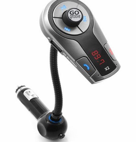 GOgroove FlexSMART X2 ADVANCED Bluetooth Wireless In-Car FM Transmitter Kit with Hands-free Calling , USB Charging , Onboard Playback Controls & Auto-Seek- Works for Apple iPhone 6 , 6 Plus / Andr