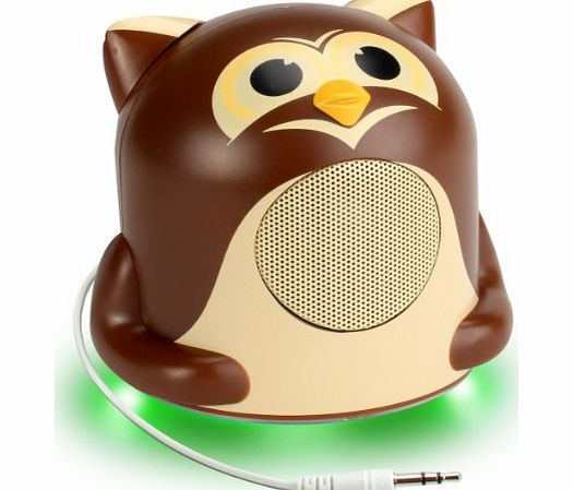 GOgroove Owl Pal Jr. Childrens Animal Speaker amp; Nightlight w/ Portable Compact Design and Brilliant Sound - Works with Tablets , Smartphones , Computers , MP3 Players , CD Players amp; More