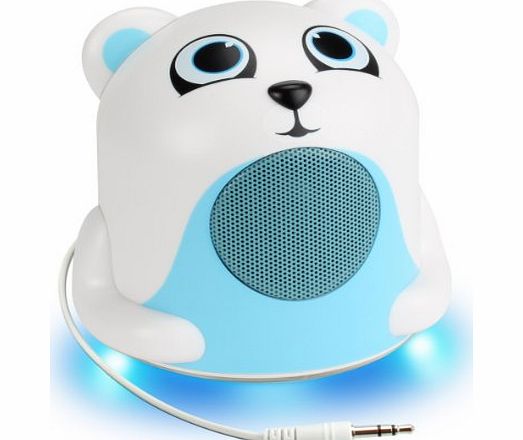 GOgroove Portable DVD Player Speaker for Kids - Polar Bear Groove Pal Jr - w/ 40mm Audio Driver and LED Base Lights - Works with Sony , Philips , DBPOWER , Voyager , Nextbase and many other Kids DVD P