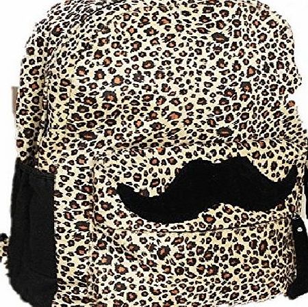 Accmart Hot Travel Girl Mustache Canvas Leopard School Book Campus Bag Backpack