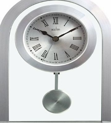 200 x 165 x 50 mm Bathgate Glass Pendulum Mantel Clock, Silver