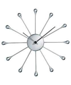 Mercury Drops Silver Metallic Wall Clock