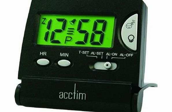 Mini LCD Flip Alarm Clock Black (Acctim mini LCD flip alarm clock black crescendo snooze function am/pm indicator plastic case & lens includes travel cas)