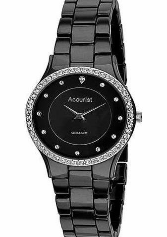 Accurist Ladies Black Ceramic Crystal Bracelet Watch - LB750S
