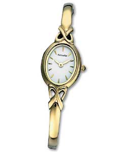 Ladies Gold Plated Semi Bangle Watch