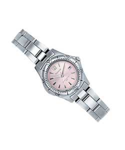 Accurist Ladies Pink Dial Stainless Steel Watch