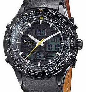 Mens Black Combination Dial Strap Watch