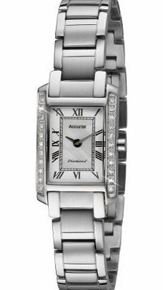 Accurist Pure Precision Womens Quartz Watch with White Dial Analogue Display and Silver Stainless Steel Bracelet LB1590RN