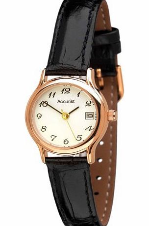 Accurist Womens Quartz Watch with Silver Dial Analogue Display and Dark Brown Leather Strap LS633