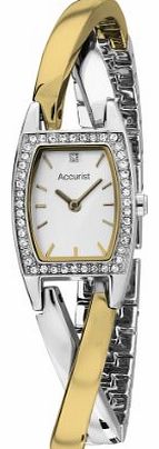 Womens Quartz Watch with Silver Dial Analogue Display and Two Tone Stainless Steel Gold Plated Bracelet LB1635S