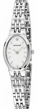 Accurist Womens Quartz Watch with White Dial Analogue Display and Silver Stainless Steel Bracelet LB1338W