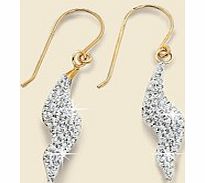 9ct Gold  Crystal Drop Twist Earrings