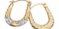 9ct Gold Crystalique Oval Leaf Earring