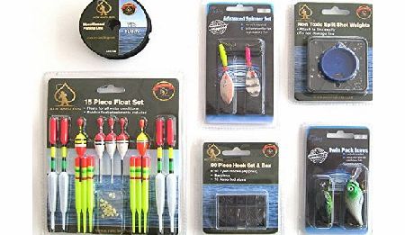 Ace Angling Fishing Tackle Set. Floats Weights Hooks Plugs Lures Spinners amp; Line.