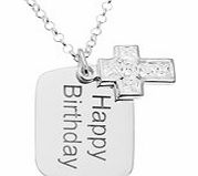 ACE Personalised - Silver Dog Tag With CZ Cross On