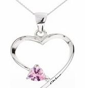 Personalised - Silver Heart Shaped Pink CZ