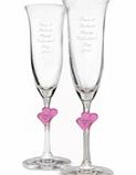 Personalised Pink Heart Stem Flutes