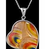 Silver Murano Glass Heart Pendant On 18quote;