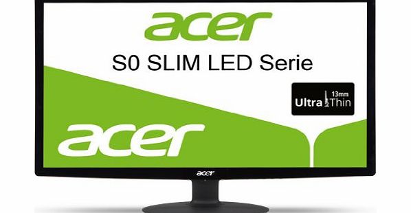 Acer S220HQLBrbd 21.5 inch Widescreen HD LCD TFT Monitor - Black (VGA, DVI, 1920 x 1080, 100000000:1, 5ms, 200cd/m2)