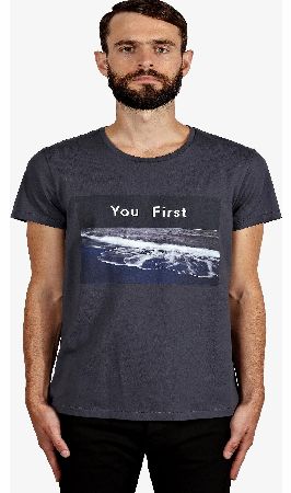 Acne Mens Grey You First Standard Photo T-Shirt