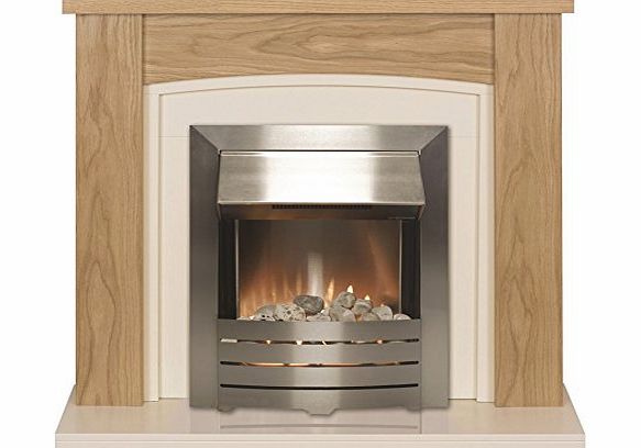 Adam Chilton Oak Electric Fireplace Suite with Brushed Steel Electric Fire 2000W, Oak/Ivory