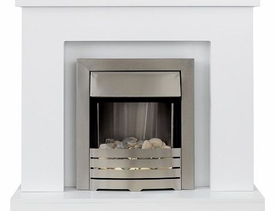 Lomond White Surround with Brushed Steel Helios Electric Fire, 2000 Watt