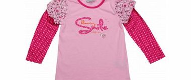 Adams Girls Pink Top with Contrast Sleeves B7 L17/B10